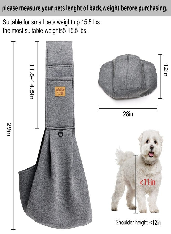 vrbabies Dog Sling Hands Free Dog Sling Carrier Adjustable Strap Dog Carrier Sling Soft Cotton Dog Carrier Bag Dog Carriers with Pocket for Travel Outdoor(Dark Grey) - Image 5
